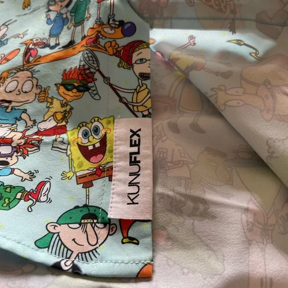 RSVLTS Nickelodeon Cartoon Print Casual Shirt - Blue and Green - Picture 6 of 6